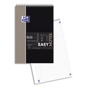 Bloc de bureau Oxford Easy Note - spiral&eacute; - couverture polypro - 160 pages - lign&eacute; - 21 x 31,5 cm