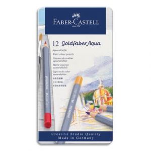 Crayons de couleur Faber Castel Goldfaber aquarellables - coloris assortis - &eacute;tui de 12