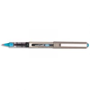 Stylo roller Uniball Eye UB 157 - pointe m&eacute;tal fine - encre liquide turquoise