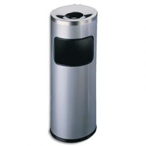 Corbeille &agrave; papier m&eacute;tal avec cendrier &eacute;touffoir - 17 litres - coloris gris anthracite