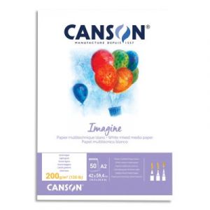 Bloc de 50 feuilles de papier dessin Canson Imagine - 200g - A2 - blanc