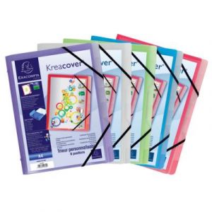 Trieur &agrave; &eacute;lastique A4 personnalisable Exacompta Krea Cover en polypropyl&egrave;ne 8 divisions 3 rabats - Assortis