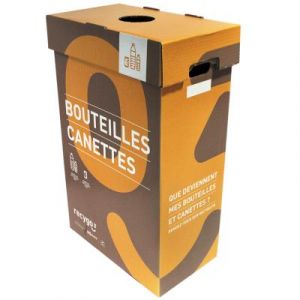 Boîte écobox Recygo de collecte pour le tri et recyclage des bouteilles plastiques et canettes