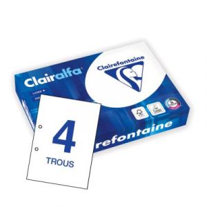 Papier Clairalfa perfor&eacute; - extra blanc - 4 trous - 80 g - A4 - ramette de 500 feuilles