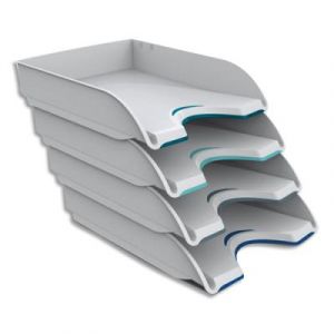 Lot de 4 corbeilles &agrave; courrier CEP NUANCE - Dimensions (l x h x p) : 25,7x24,5x34,8 cm - Coloris blanc