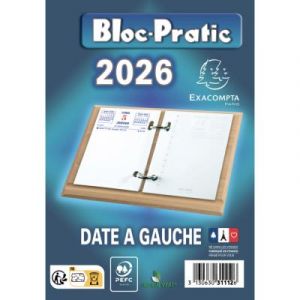 Recharge bloc &eacute;ph&eacute;m&eacute;ride Exacompta Bloc-Pratic - Date &agrave; gauche