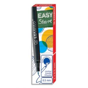 Bo&icirc;te de 3 recharges pour roller STABILO Easy original - pointe 0,5 mm - bleu
