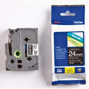 Ruban Brother TZ355 - Ruban blanc / noir - 24 mm x 8 m