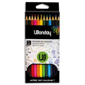 Etui de 12 crayons de couleur Wonday - coloris assortis