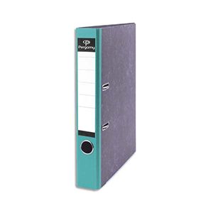 Classeur à levier Pergamy -  intérieur/extérieur carton gris marbré - dos 5 cm - A4 - dos vert