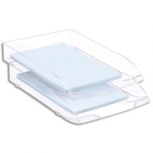 Corbeille a courrier Cep - polystyr&egrave;ne choc brillant - format 27x6,5x37 - cristal