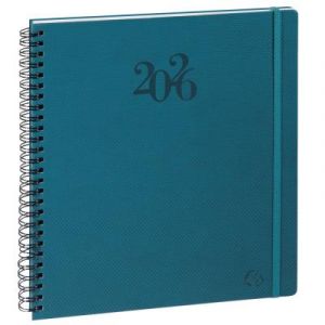 Agenda semainier Exacompta Swan &agrave; spirale 22 W - 18,5 x 22,5 cm - bleu canard