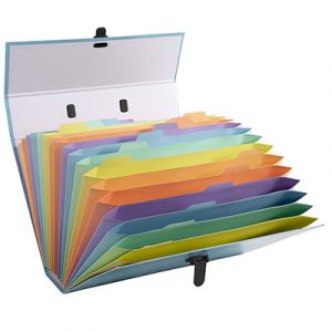 Trieur valise Exacompta AQUAREL 18 compartiments en carton papier avec poign&eacute;e - Coloris assortis pastel