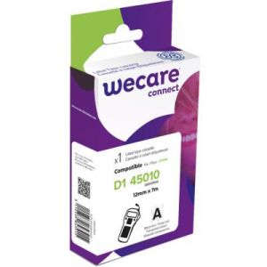 Ruban D1 12 mm Wecare compatible Dymo &eacute;criture noire sur fond transparent