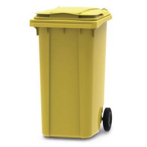 Conteneur poubelle mobile 2 roues Vepa Bins - 240 litres prise frontale - Jaune
