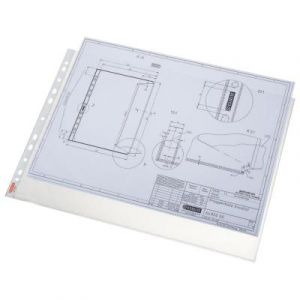 Pochette perforée grainée Esselte - A3 - polypropylène 90 microns - 11 trous - transparente - paquet 10 unités