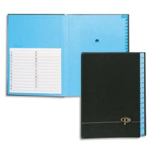 Trieur alphab&eacute;tique 25 compartiments - couverture rigide plastifi&eacute;e en PVC - noir