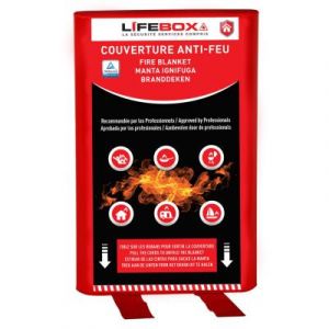 Couverture anti feu Lifebox - L1,2 x H1,2 m - &eacute;touffe le d&eacute;part de flammes - gris