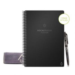 Cahier connect&eacute; Rocketbook Fusion Executive - A5 - r&eacute;utilisable 42 pages - Noir