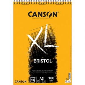 Bloc de 50 feuilles de papier dessin Canson XL Bristol - papier extra blanc et tr&egrave;s lisse  - 180g - A3