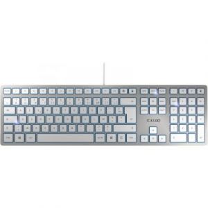 Cherry kc 6000 slim clavier filaire, blanc/argent, usb, azerty - fr
