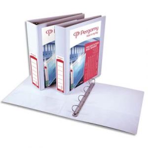 Classeur personnalisable Pergamy A4+ 2 faces - 4 anneaux Ø16 mm en D - dos 3,4 cm - en PP - 100 feuilles - blanc