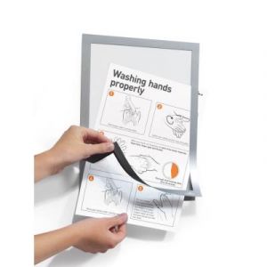 Pochette murale Cadre d'affichage Duraframe Durable adh&eacute;sif A4 - cadre argent - paquet 2 unit&eacute;s