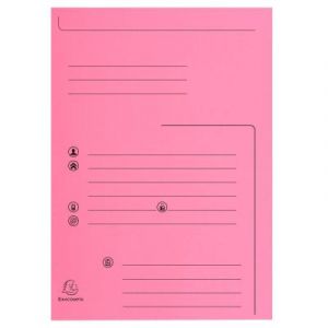 Chemises dossier 2 rabats pr&eacute;imprim&eacute;e Exacompta - capacit&eacute; de 200 feuilles A4 - carte 240 x 320 mm - rose - paquet de 25