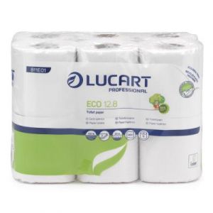 Papier toilette économique recyclé Lucart double épaisseur 200 feuilles gaufrées blanc - Carton de 96 rouleaux standard