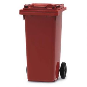 Conteneur poubelle mobile 2 roues Vepa Bins - 120 litres prise frontale - Rouge