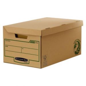 Caisse archives Bankers Box Earth Series carton - pour format A4 -210 x 297 mm, H. 29,3 cm x l. 39 cm x P. 56 cm - Kraft naturel - Montage automatique - Lot de 10