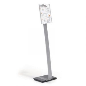 Support d'information sur pied Info Sign stand Durable - pivote &agrave; 90&deg; - format A3 - H1,25m maxi - argent m&eacute;tallis&eacute;