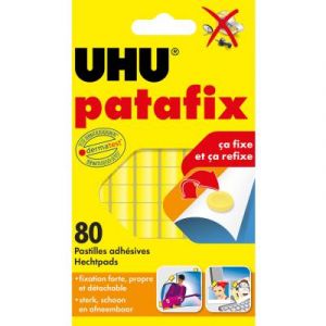 Pastilles adh&eacute;sives pr&eacute;d&eacute;coup&eacute;es r&eacute;utilisables Patafix uhu - sachet de 80