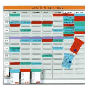 Planning &agrave; fiches Acco en T Office Planner - 7 bandes de 24 fiches