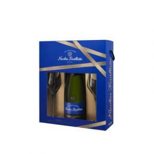 Coffret Champagne Brut NICOLAS FEUILLATTE R&eacute;serve Exclusive avec 2 fl&ucirc;tes - Bouteille de 75 cl