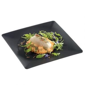 Assiette carr&eacute;e en polypropyl&egrave;ne noire 25 x 25 cm - Lot de 10