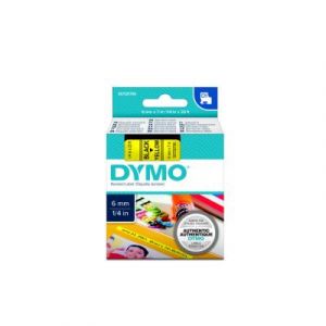 Rubans D1 Dymo 43618 - Ruban noir/jaune - 6 mm x 7 m