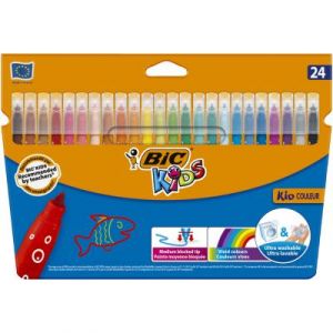 Etui de 24 feutres de coloriage Bic Kids Couleur - pointe moyenne - coloris assortis
