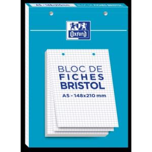 Bloc 30 fiches Oxford Bristol 2.0 - A5 148 x 210mm perfor&eacute;es - blanc quadrill&eacute; 5x5
