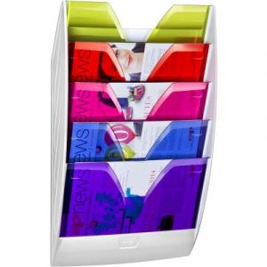 Pr&eacute;sentoir mural Cep Happy - 5 cases multicolore - Dim hors tout : l 35 x h 58,4 x p 12 cm