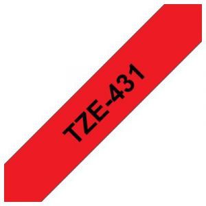 Brother TZe-431 - Noir sur rouge - Rouleau (1,2 cm x 8 m) 1 cassette(s) ruban lamin&eacute; - pour Brother PT-D210, D600, H110, P750, P950; P-Touch Cube PT-P300; P-Touch Cube Pro PT-P910