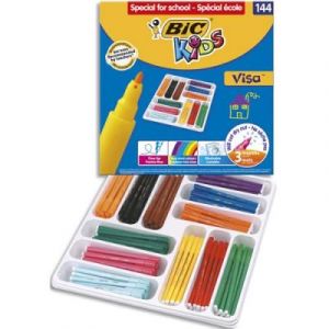 Pack de 144 feutres de coloriage Visa Bic Kids - pointe fine - 12 x 12 couleurs assorties