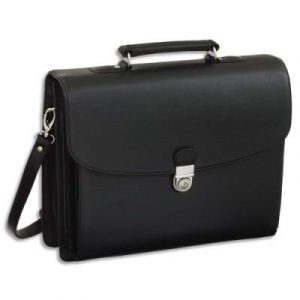 Attach&eacute; case avec 5 compartiments simili - cuir noir - 40 x 32 x 15 cm