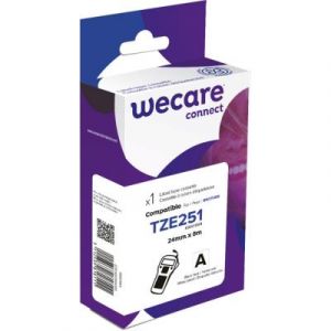Ruban titreuse 24 mm Wecare compatible Brother TZE-251 &eacute;criture noire sur fond blanc
