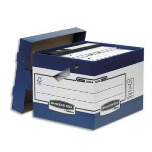 Caisse multi-usage ergonomique &agrave; montage automatique Bankers Box - 33,3 x 28,5 x 39cm - carton recycl&eacute;