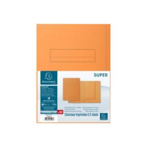Chemise 2 rabats avec cadre d'indexage Exacompta Super 250 - carte 210 g - orange - paquet de 50