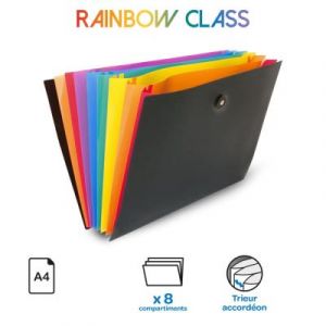 Trieur valisette Viquel Rainbow Class en polypropyl&egrave;ne - 8 compartiments A4 extensibles - Multicolores