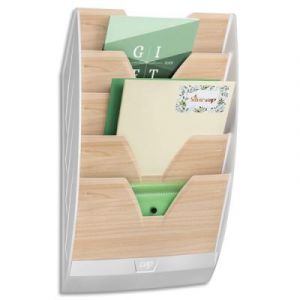 Pr&eacute;sentoir mural CEP 154 SILVA 5 cases - Dimensions (l x h x p) : 35 x 58 x 12,2 cm - Blanc/H&ecirc;tre