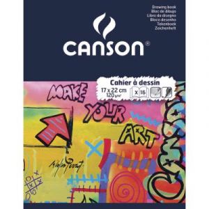 Cahier de dessin Canson - piq&ucirc;re 17 x 22 cm - 16 pages 125g - unies