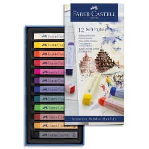 Bo&icirc;te de 12 pastels tendres Faber Castell Cr&eacute;ative Studio - Couleurs intenses et facilement miscibles